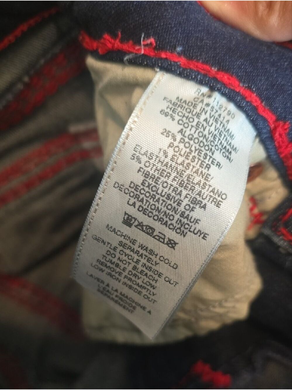 True Religion Bobbi Super Q Baggy Flap Jeans Red Stitch Low Rise Size 24 - Picture 6 of 7